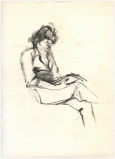 *o. T. | K. lesend | Bleistift auf Papier | 42 x 30 cm | 1974