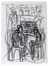 minus x minus = plus | Kreide auf Papier | 32 x 22 cm | 1994
