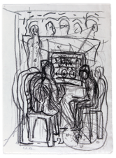 minus x minus = plus | Kreide auf Papier | 32 x 22 cm | 1994