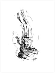 stürzender Engel | Filzstift auf Papier| 29 x 21 cm | 2024