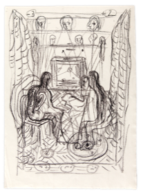 minus x minus = plus | Kreide auf Papier | 32 x 22 cm | 1994