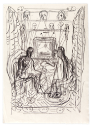 minus x minus = plus | Kreide auf Papier | 32 x 22 cm | 1994