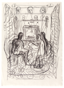 - x - = + | Kreide Papier | 32 x 22 cm | 1994
