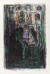 * o. T. | two in a room | Kreide Papier | 41 x 29 cm | 1992