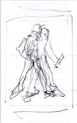 two Figures three Legs | Kugelschreibert auf Papier | 5 x 6 cm | 2022