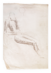 Study of a young woman, leaning back | Bleistift auf Papier | 1996