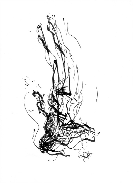 stürzender Engel | Filzstift auf Papier| 29 x 21 cm | 2024