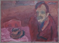 Selbst mit Kaffetasse | Dispersionsfarbe auf Papier | ca. 30 x 42 cm | 1981