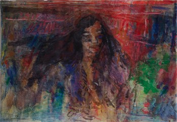 Bildnis G. | übermalter c-Print | 2. Zustand | ca. 80 x 120 cm | 2018