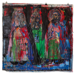 o.T. | 3-Könige | Wasserfarben auf Papier, Collage übermalt | 110 x 120 cm | 2024