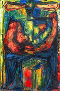 König/-in mit großem Hut | Öl auf LW | 160 x 120 cm | 1994