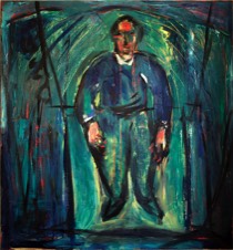 Mann in Aufzug | Öl auf LW | 160 x 150 cm | 1992