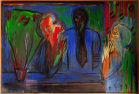 2 Bedienungen 1 Geschäftsführer | Öl auf LW | 110 x 150 cm | 1993