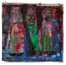 o.T. | 3-Könige | Wasserfarben auf Papier, Collage übermalt | 110 x 120 cm | 2024