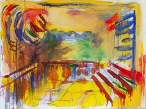 o. T. | Terrasse | Acryl und Pigment auf LW | ca. 110 x 135 cm | 2000