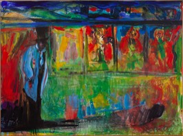 Kunstfreunde | Meeting with Mr. Doig and Mr. Daumier | Acryl u. Pigment auf Leinwand | 60 x 80 cm | 2017
