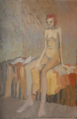 Junge Frau, sitzend | Acryl auf Papier | ca. 40 x 22 cm | 1980