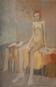 Junge Frau, sitzend | Acryl auf Papier | ca. 40 x 22 cm | 1980