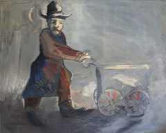 Drehorgelspieler | Öl auf Leinwand | ca. 70 x 100 cm | 1982