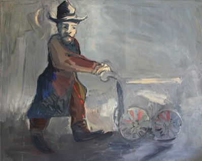 Drehorgelspieler | Öl auf Leinwand | ca. 70 x 100 cm | 1982