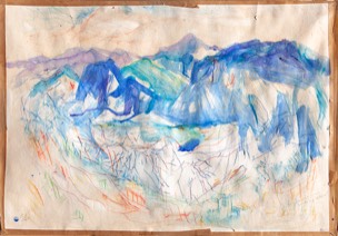 Landschaft | Blick vom Dürrnbachhorn | Wasserfarben auf Papier| 70 x 90 cm | 2024