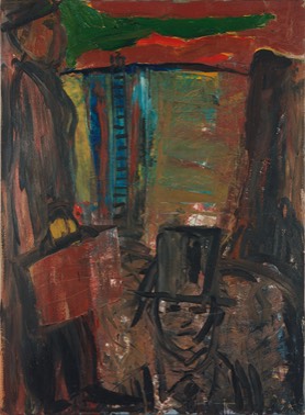 * Männer am Staudamm | Öl auf LW | 175 x 130 cm | 1985